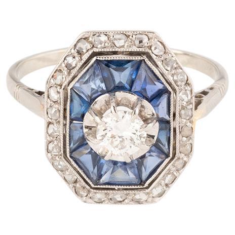 Bague Art déco en saphir et diamant
