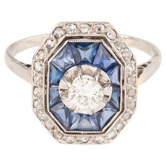 Bague Art déco en saphir et diamant