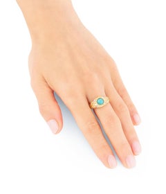 Bague Art nouveau en turquoise et diamants
