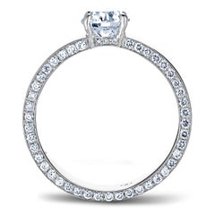 Bague Bandeau En or Blanc Palladi 18 Ct Et Diamant Central 0,90 Ct, Pav 0,69ct