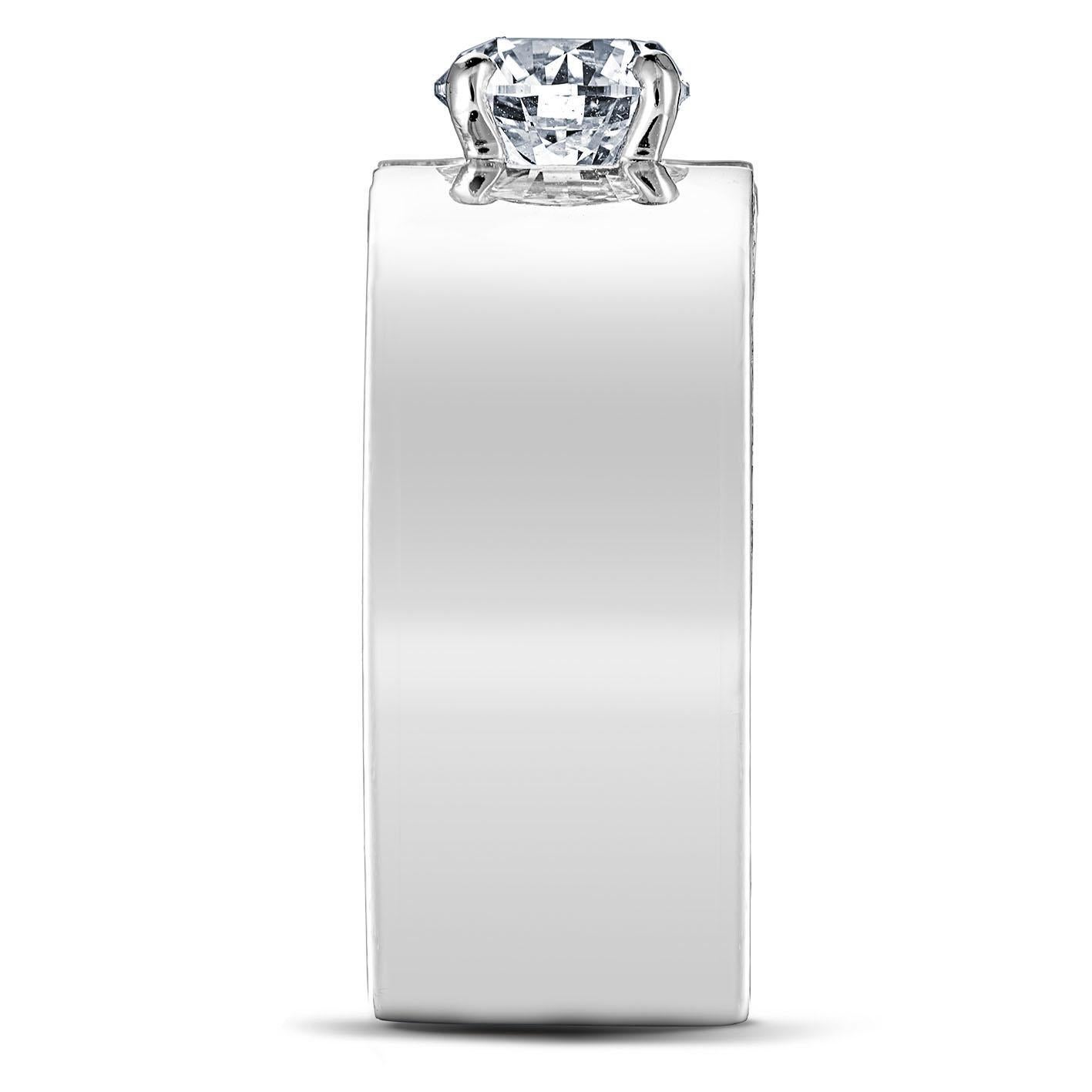 Bague Bandeau En or Blanc Palladi 18 Ct Et Diamant Central 0,90 Ct, Pav 0,69ct (Art déco) im Angebot