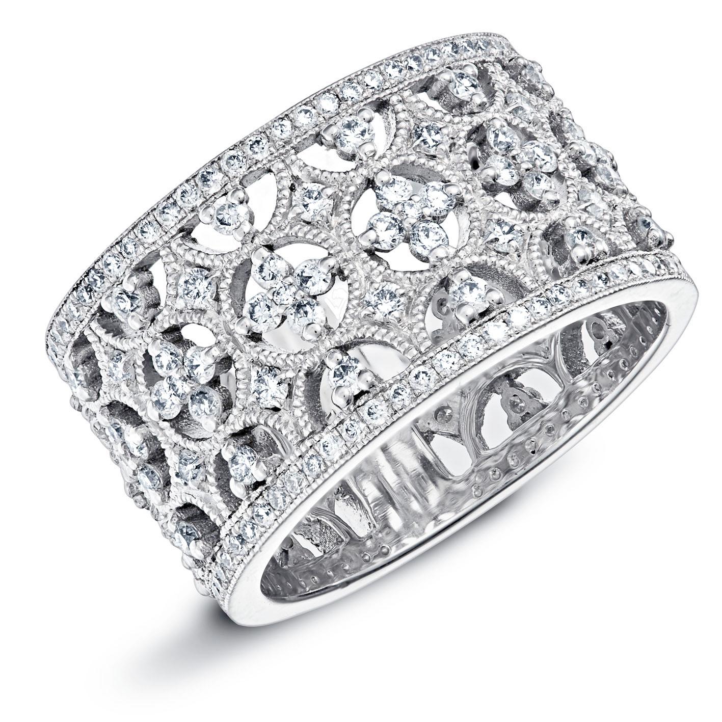 Bague Bandeau en Or Blanc Palladié 18 ct et Diamants 1, 16 ct, Band Ring For Sale