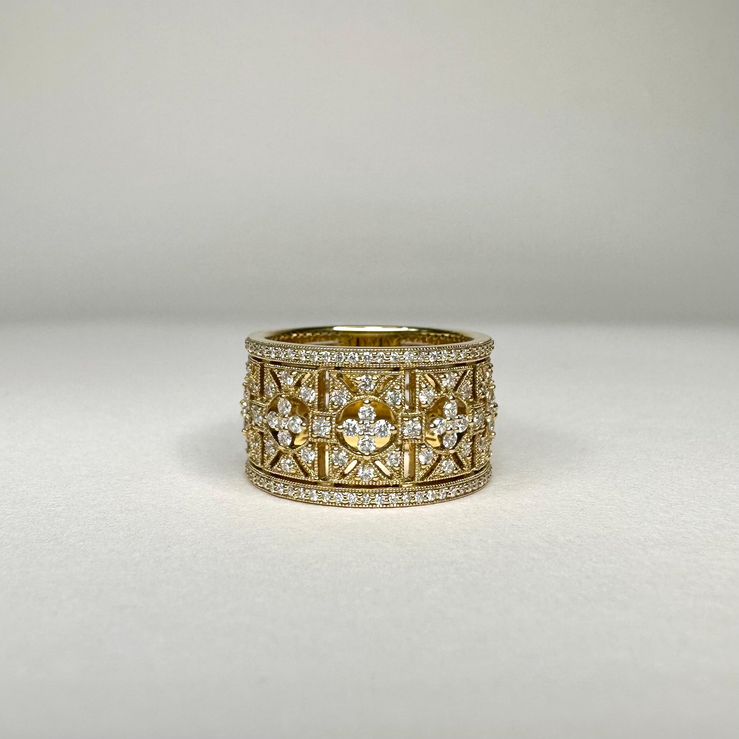 Im Angebot: 18 Karat Gelbgold Ring im Art-déco-Stil mit 1,19 Karat Diamanten () 2