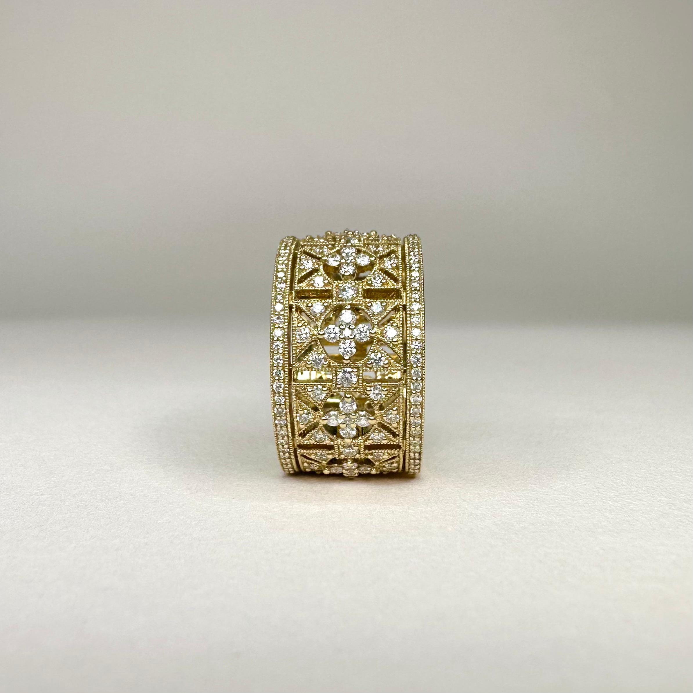 Im Angebot: 18 Karat Gelbgold Ring im Art-déco-Stil mit 1,19 Karat Diamanten () 3