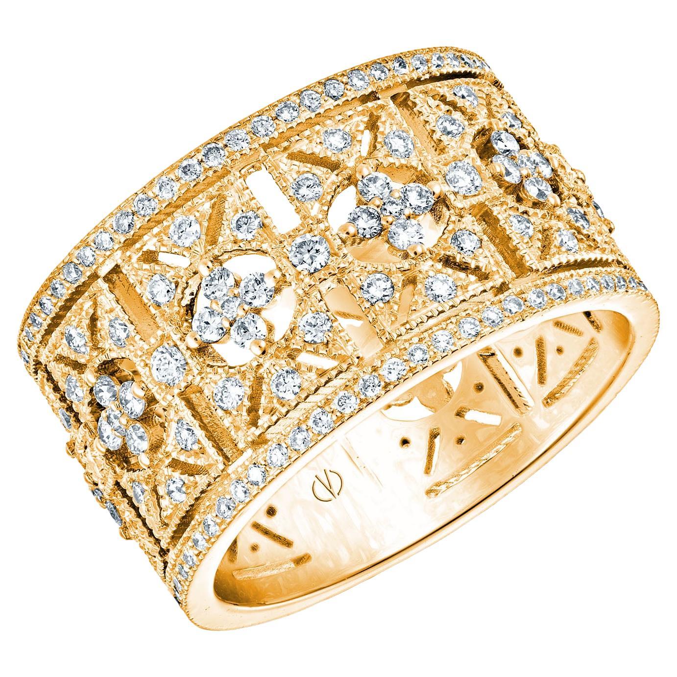 Im Angebot: 18 Karat Gelbgold Ring im Art-déco-Stil mit 1,19 Karat Diamanten ()
