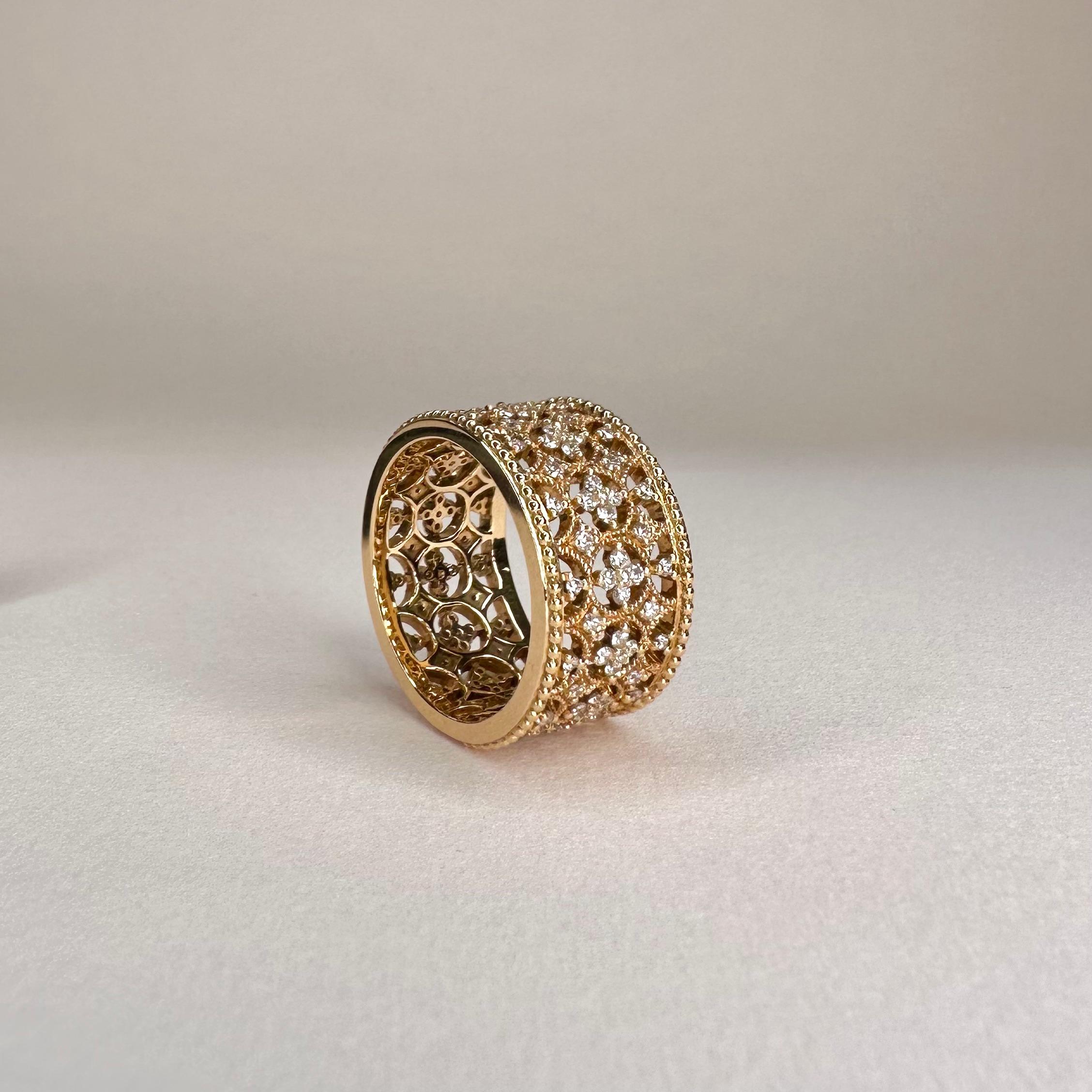 For Sale:  18k Rose Gold Lace Band Ring set with 0, 80 Carats of Diamonds 4