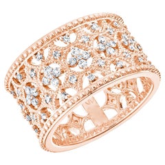 18k Rose Gold Lace Band Ring set with 0, 80 Carats of Diamonds