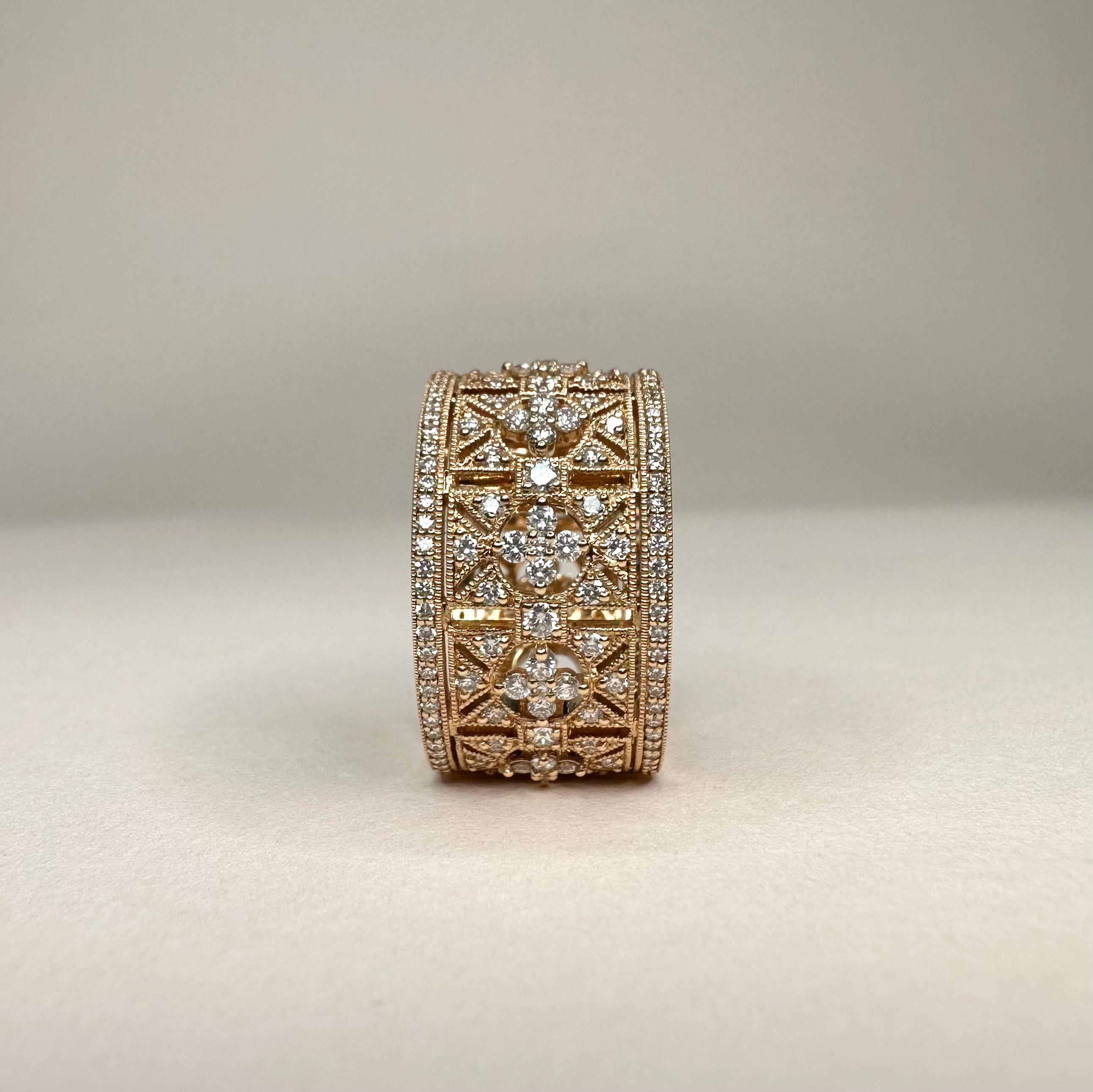 For Sale:  18k Rose Gold Art Deco Style Band Ring set with 1.19 carats of Diamonds 3