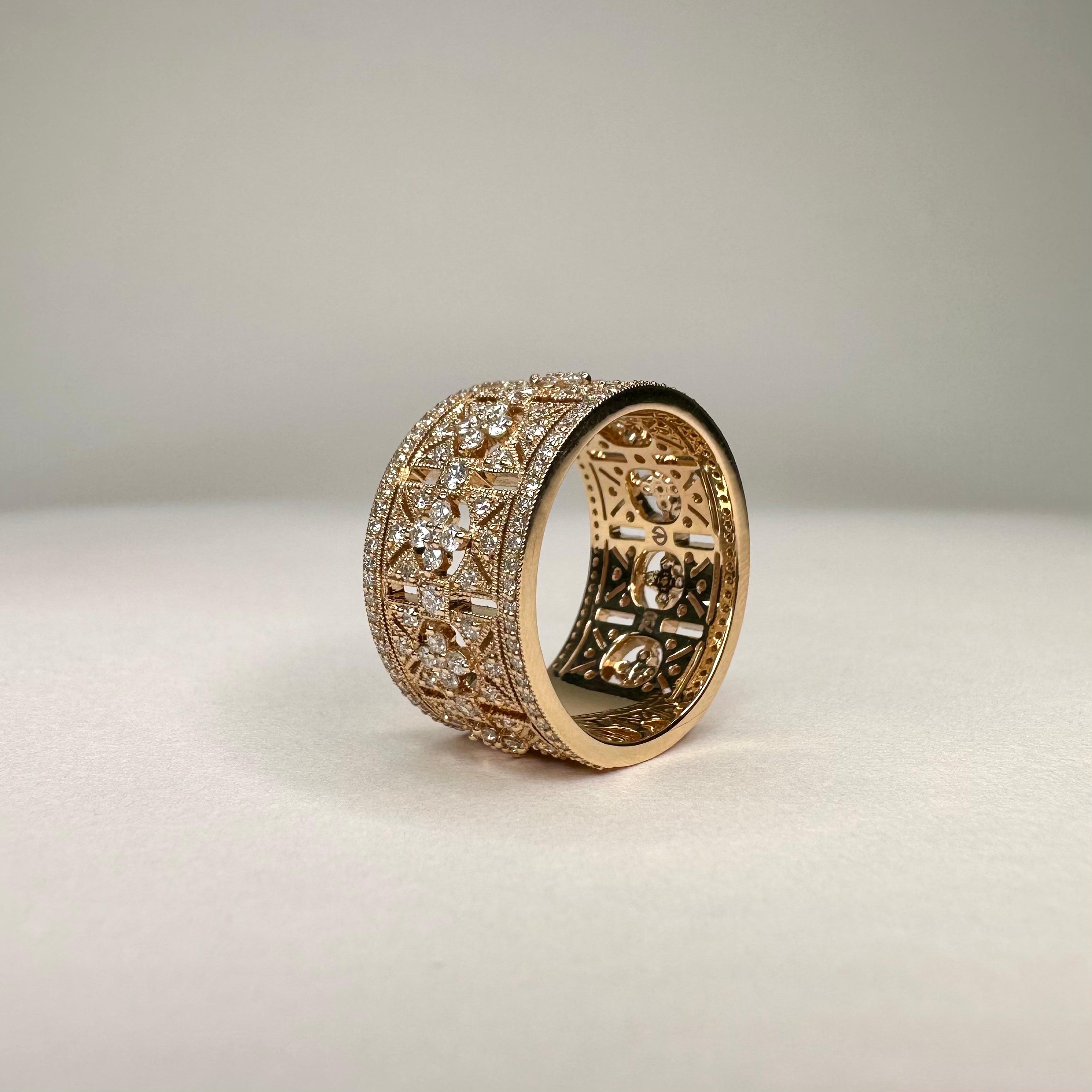 For Sale:  18k Rose Gold Art Deco Style Band Ring set with 1.19 carats of Diamonds 4