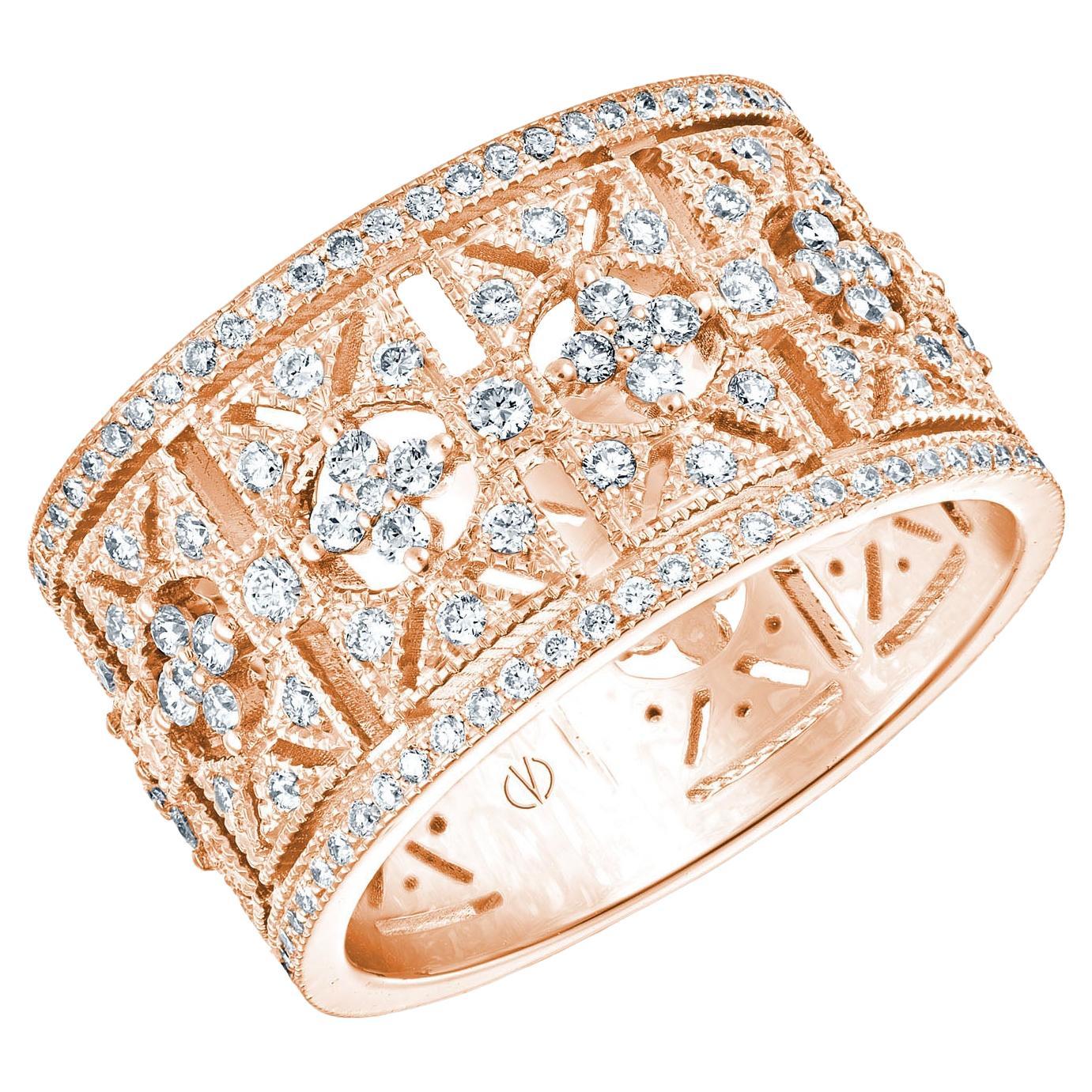 18 Karat Roségold Ring im Art-déco-Stil mit 1,19 Karat Diamanten
