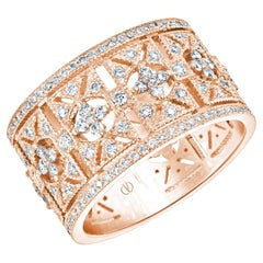 Bague jonc de style Art déco en or rose 18 carats sertie de 1,19 carat de diamants