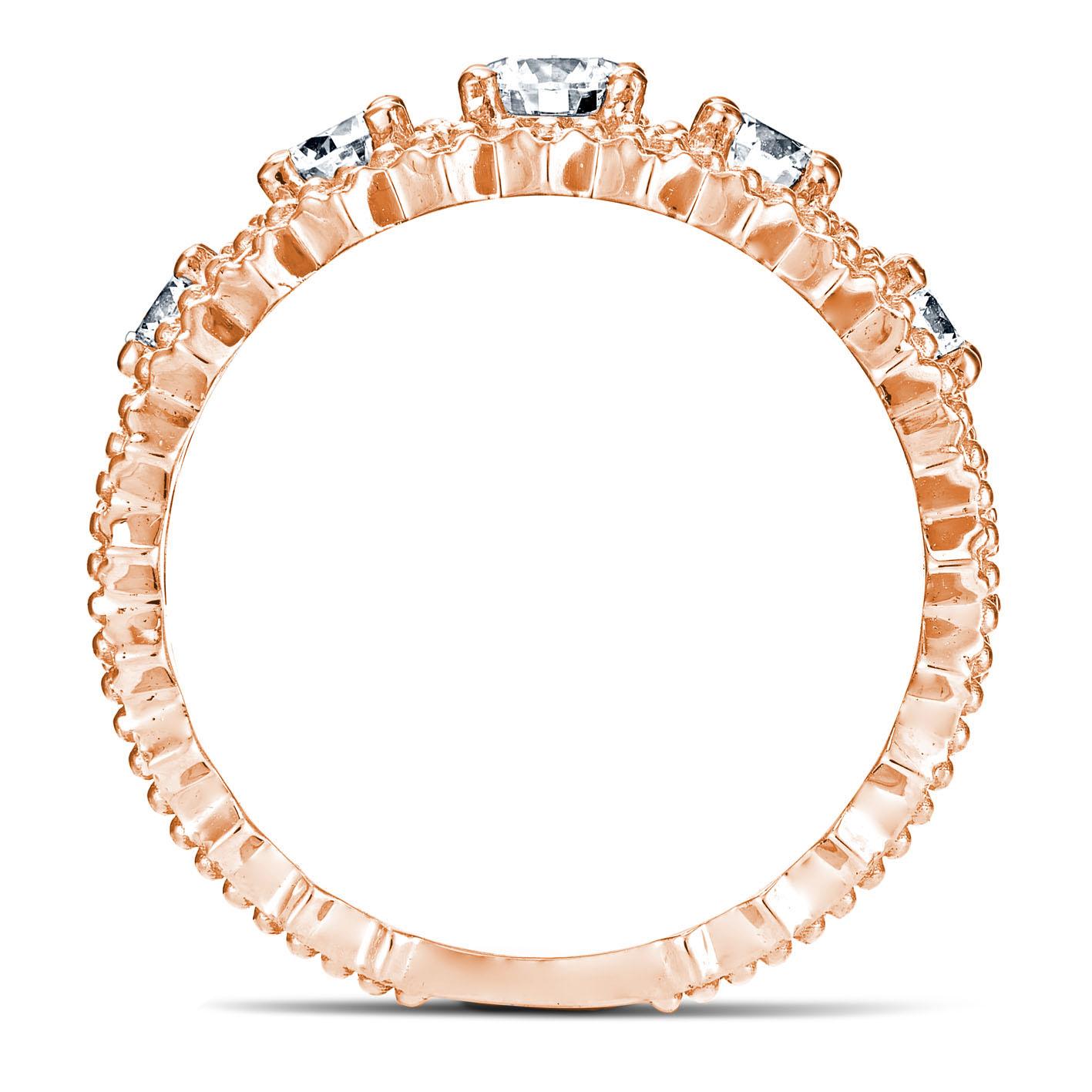 For Sale:  18k Rose Gold Lace Band Ring with 5 Brilliant Cut Diamonds 3