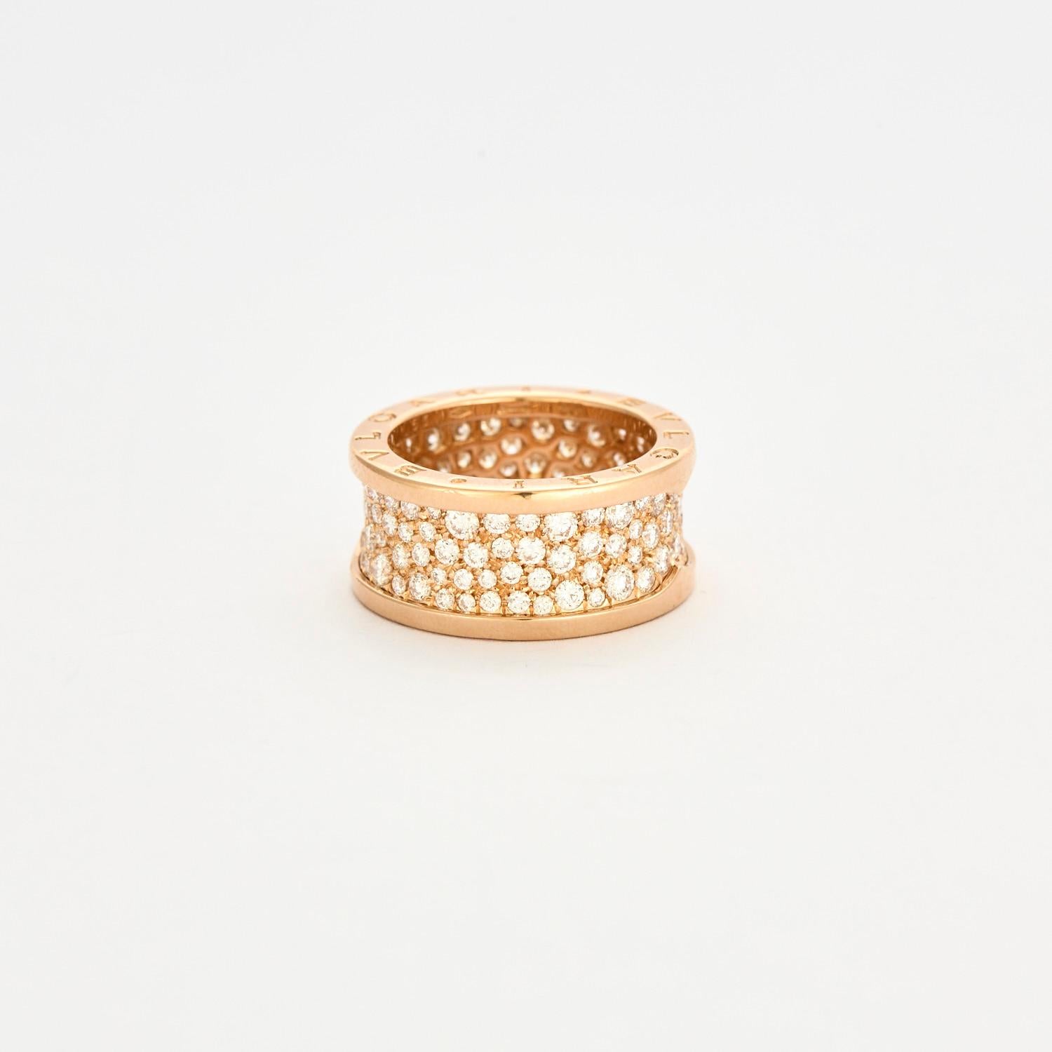 BULGARI - B.zero1 ring in rose gold and diamonds In Excellent Condition For Sale In PARIS, FR