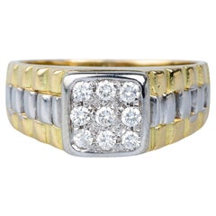 Bague chevalière bicolore en 18 cts