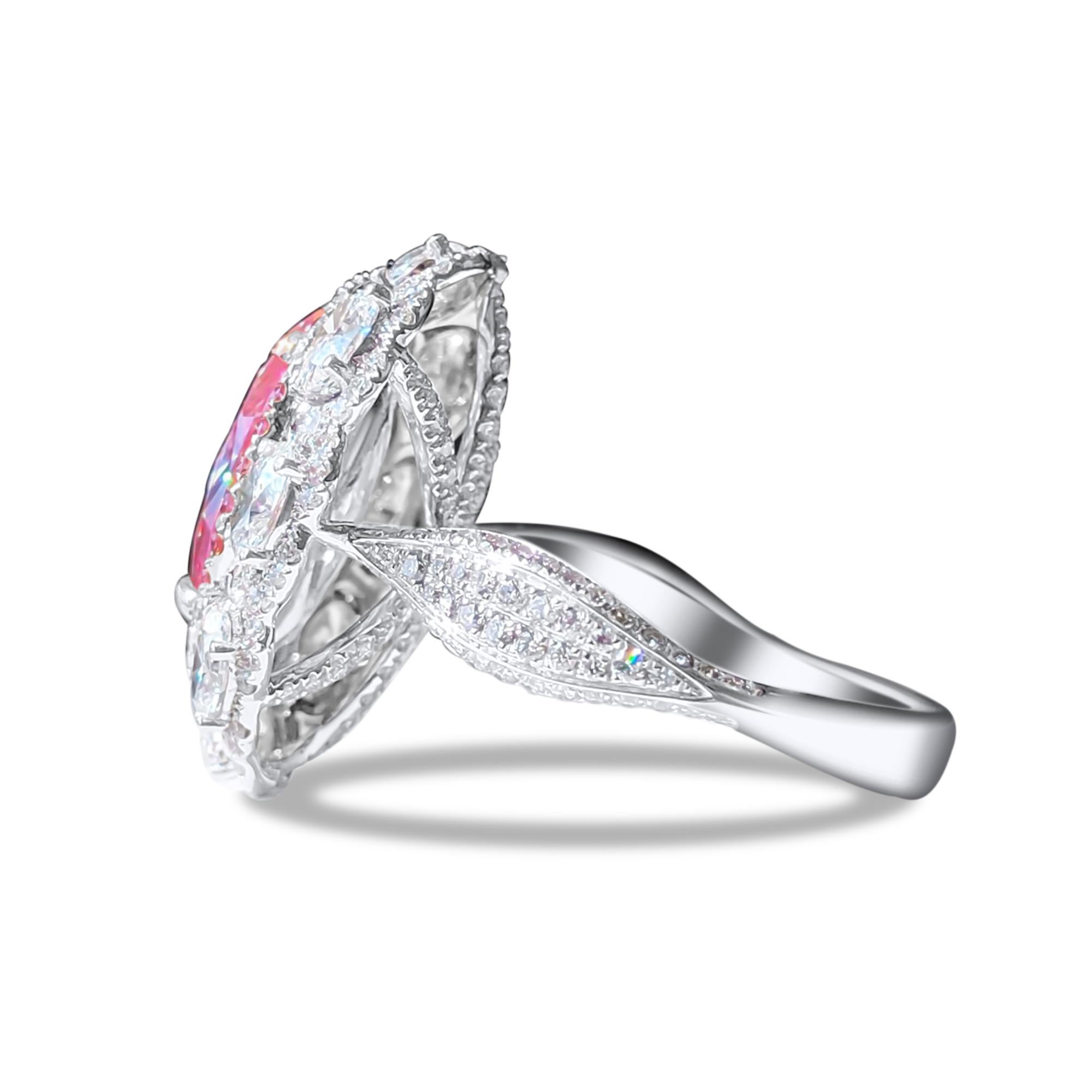 Rose Cut Antique 5.04 Carat GIA Fancy Pink Oval Diamond Cocktail Ring For Sale
