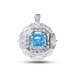 2.29ct GIA Certified Blue Cushion Cut Diamond Cocktail Ring