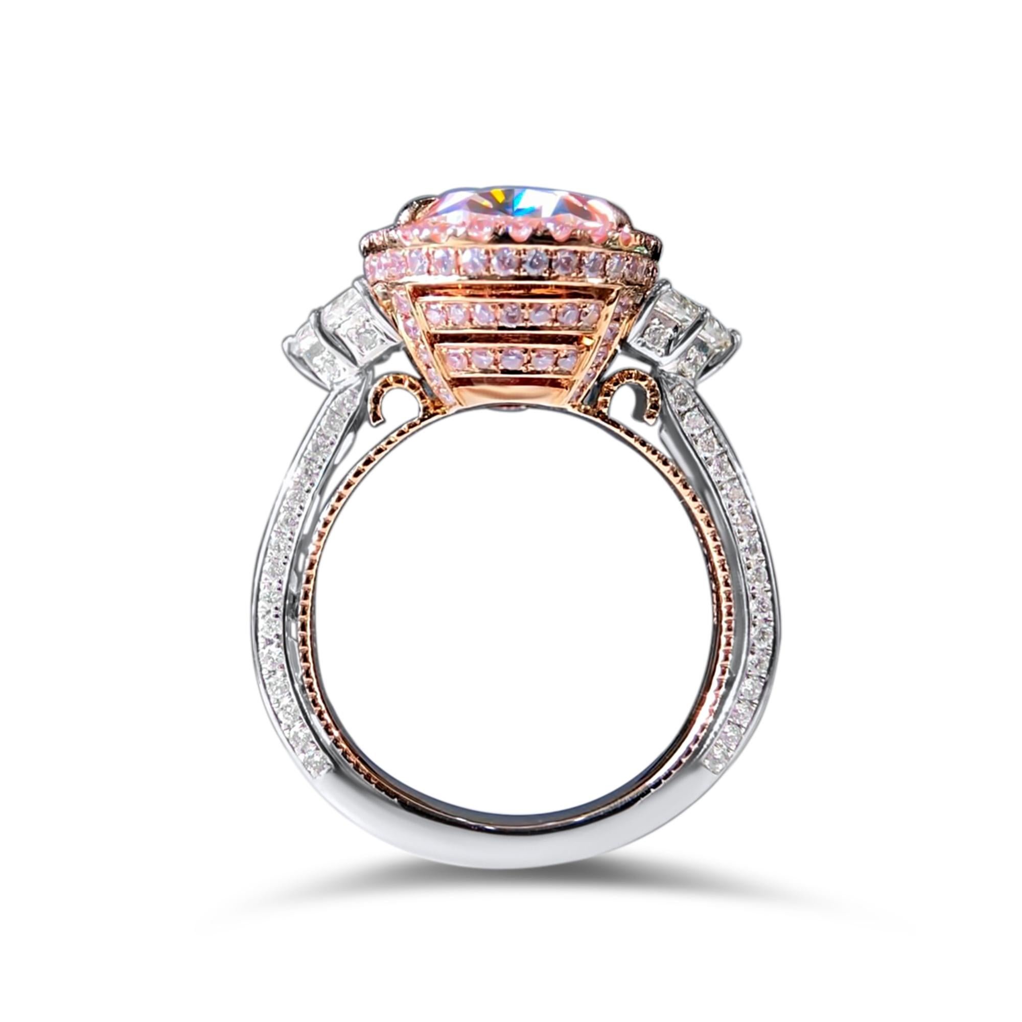 Art Deco 7.58ct Rose Brown Diamond Halo Cocktail Ring Internally Flawless GIA For Sale