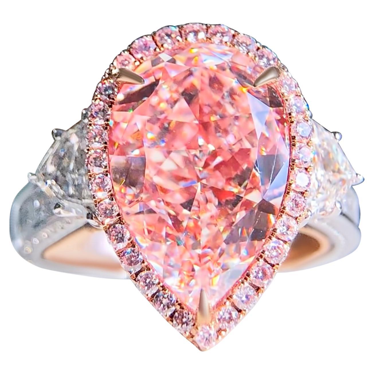 7,58ct Rose Brown Diamond Halo Cocktail Ring Internally Flawless GIA im Angebot