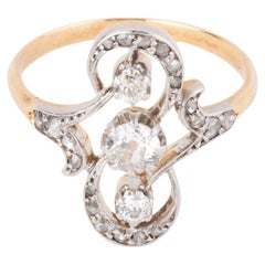 Bagues de fiançailles Belle Époque en diamants, or et platine