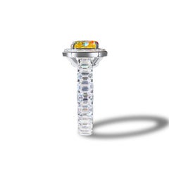 2.19ct Fancy Intense Yellow Diamond Engagement Ring GIA