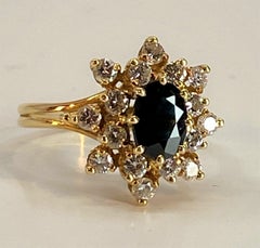 Bague De Fiançailles En or 18 Carats En Saphir Et En Diamants, Modèle Soleil