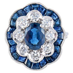 Borsa di Fiançailles Modèle Pompadour Sertie De Saphirs 2, 97 Cts Et Diamants