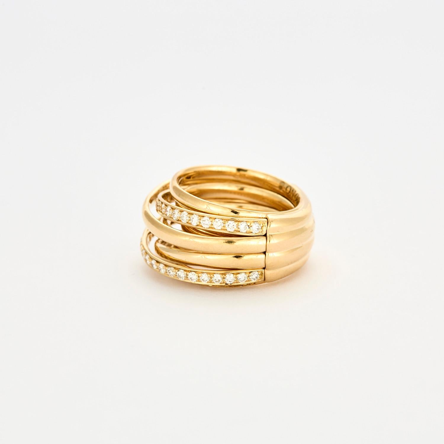 DE GRISGONO Bague Allegra en or jaune et diamants Excellent état à PARIS, FR