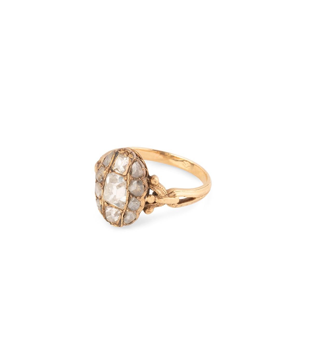 Georgien Bagues de la fin du 18ème siècle, en or et diamants tailles table et rose en vente