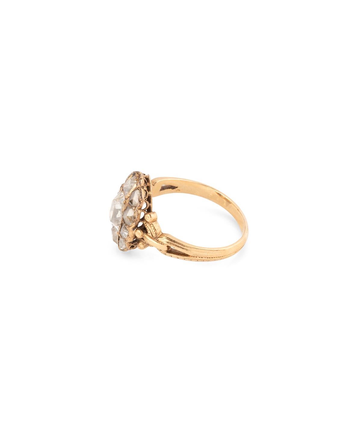Taille mixte Bagues de la fin du 18ème siècle, en or et diamants tailles table et rose en vente