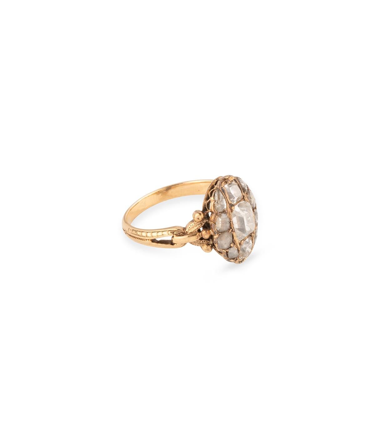 Bagues de la fin du 18ème siècle, en or et diamants tailles table et rose Unisexe en vente