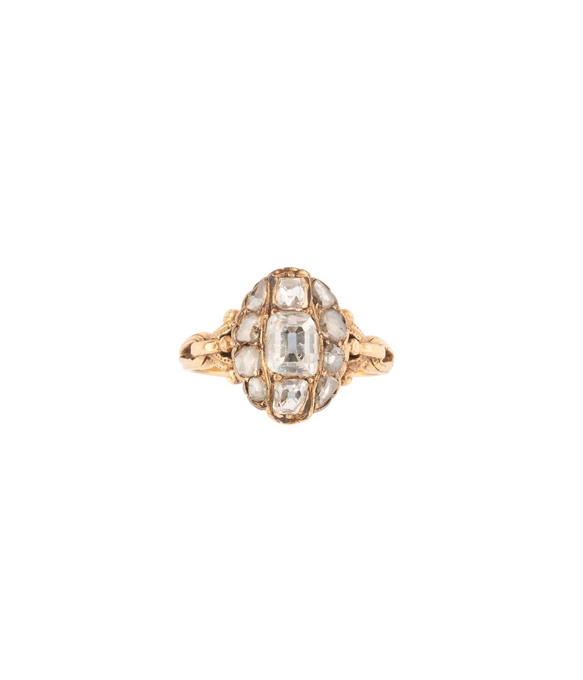 Bagues de la fin du 18ème siècle, en or et diamants tailles table et rose en vente 2