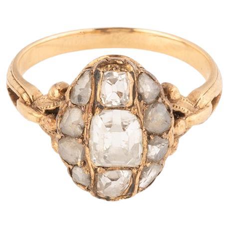 Bague de la fin du 18ème siècle, en or et diamants tailles table et rose
