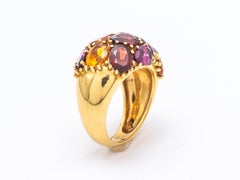 Bague Dome Grenats Citrines Rhodolithe Yellow Gold 18 Karat