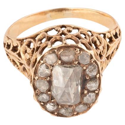 Bague du milieu du 19ème siècle en or et diamants taille rose