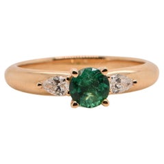 Smaragd 0,56 Karat Diamanten Gelbgold 18 Karat Cocktail Ring
