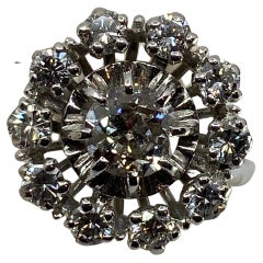 Bague En or 18 Carat , Forme Marguerite “ Soleil” Sertie De Diamants