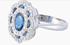 Bagues en or 18 carats Pompadour ornée de saphirs lune et diamants