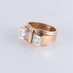 Bague en or 18 carats sertie de diamants Epoque Art Déco. Travail Français.