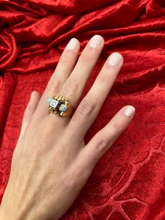 Bague en ou sertie de diamants 18 carats de l'époque de l'Époque vers 1930-1940