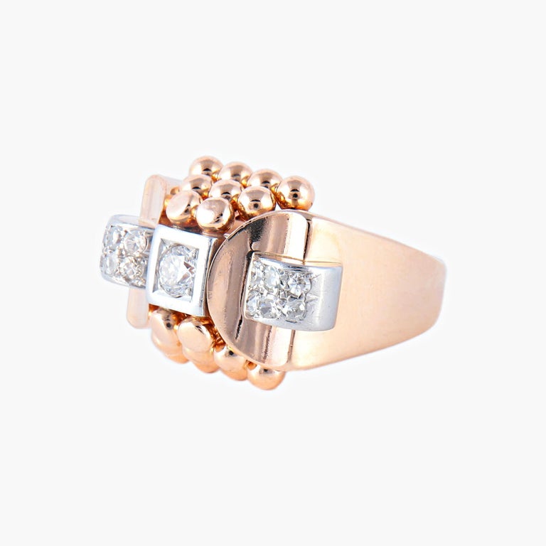 Bague Ancienne En Or 18 Carats Avec Diamants Et Perle - Occasion - Bijou Vintage Précieux