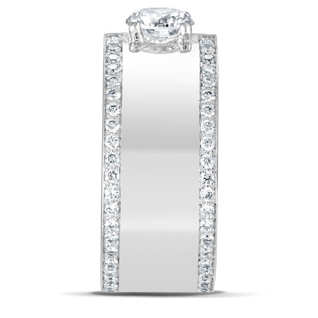 For Sale:  18k White Gold Band Ring 0.5 Ct Brilliant Cut Diamond and 0.6 Cts of Diamonds 2