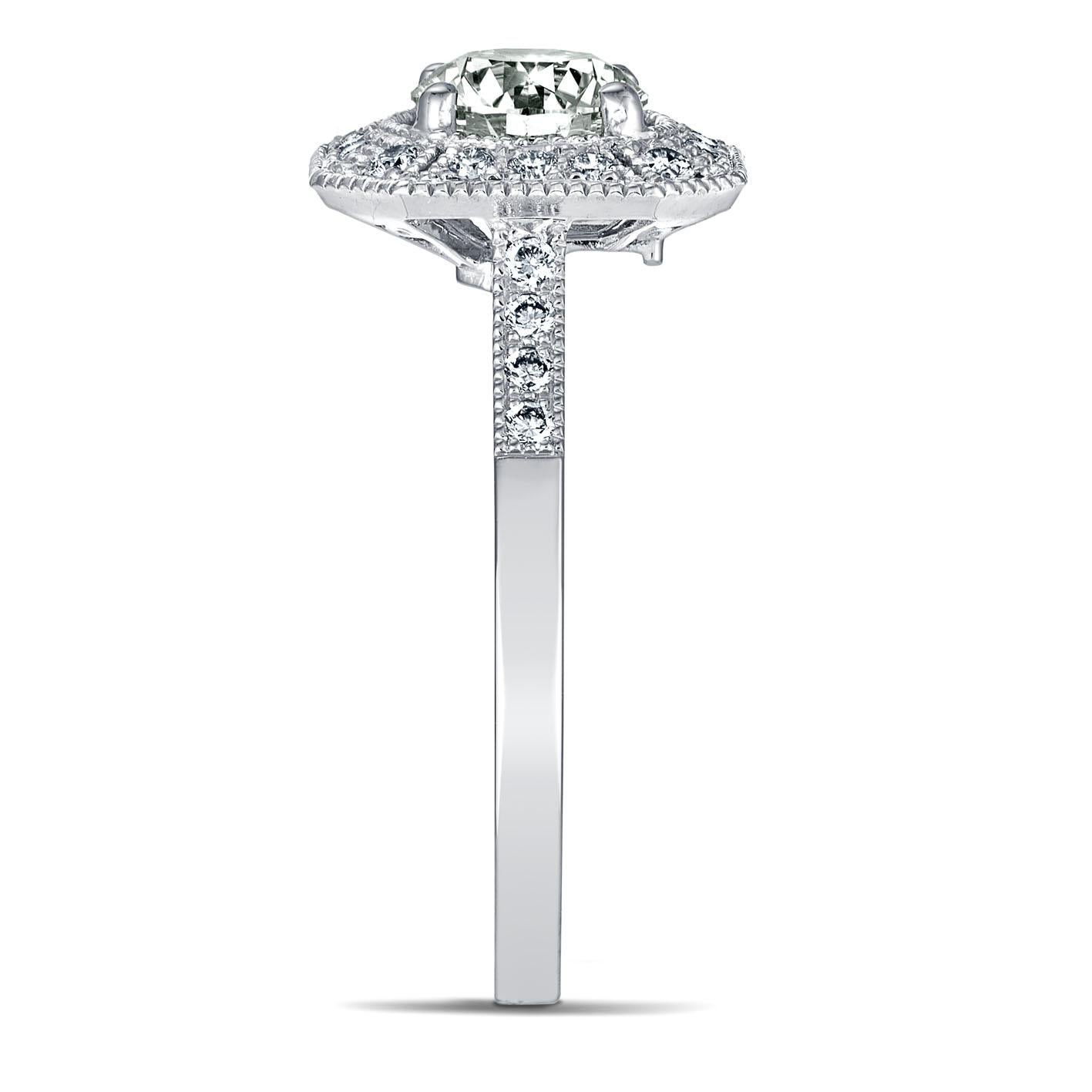 En vente :  Bague en or blanc 18 carats de style Art déco avec diamants taille brillant de 0,8 carat et 0,25 carat 3