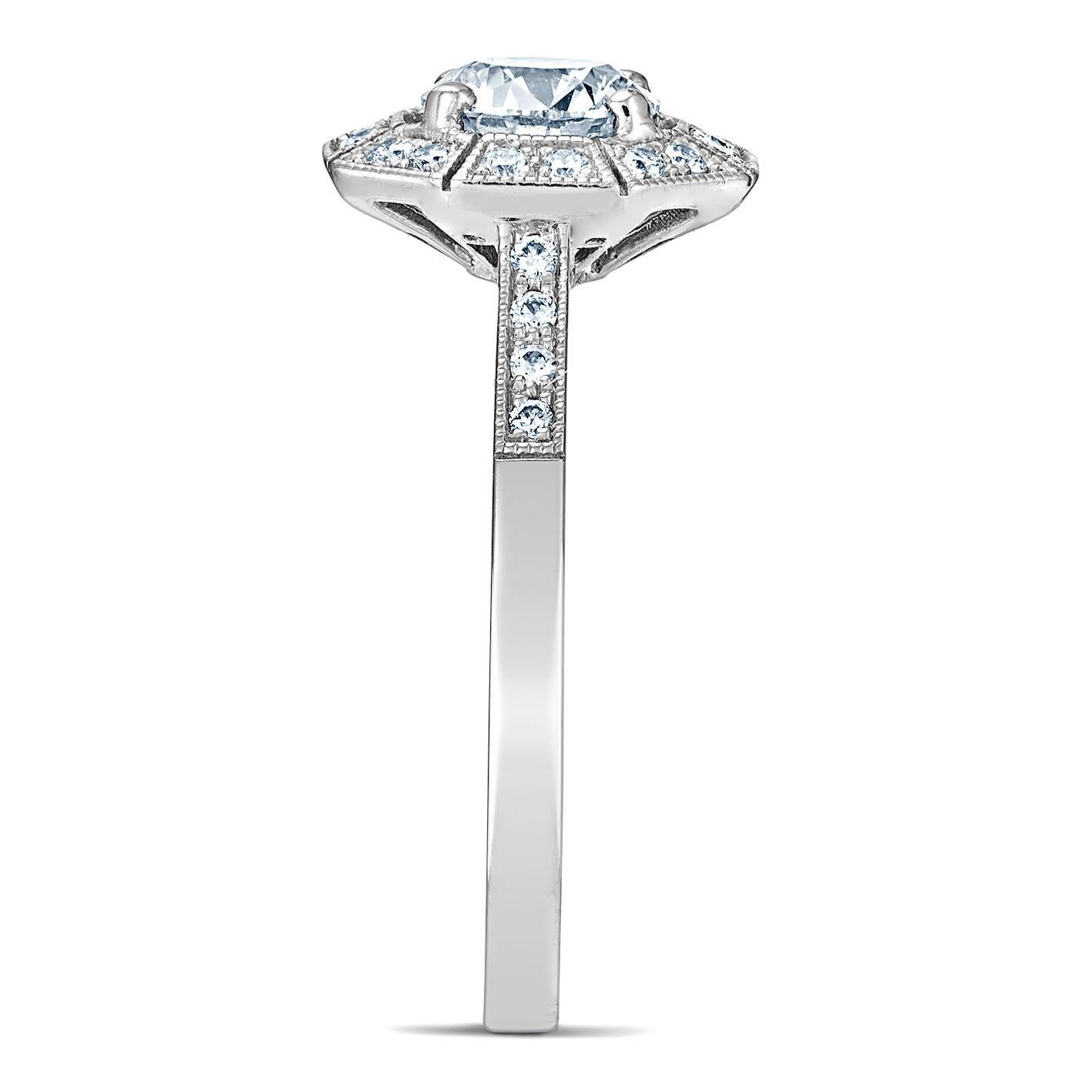En vente :  Bague en or blanc 18 carats de style Art déco sertie d'un diamant de 0,72 carat et de 0,20 carat 2