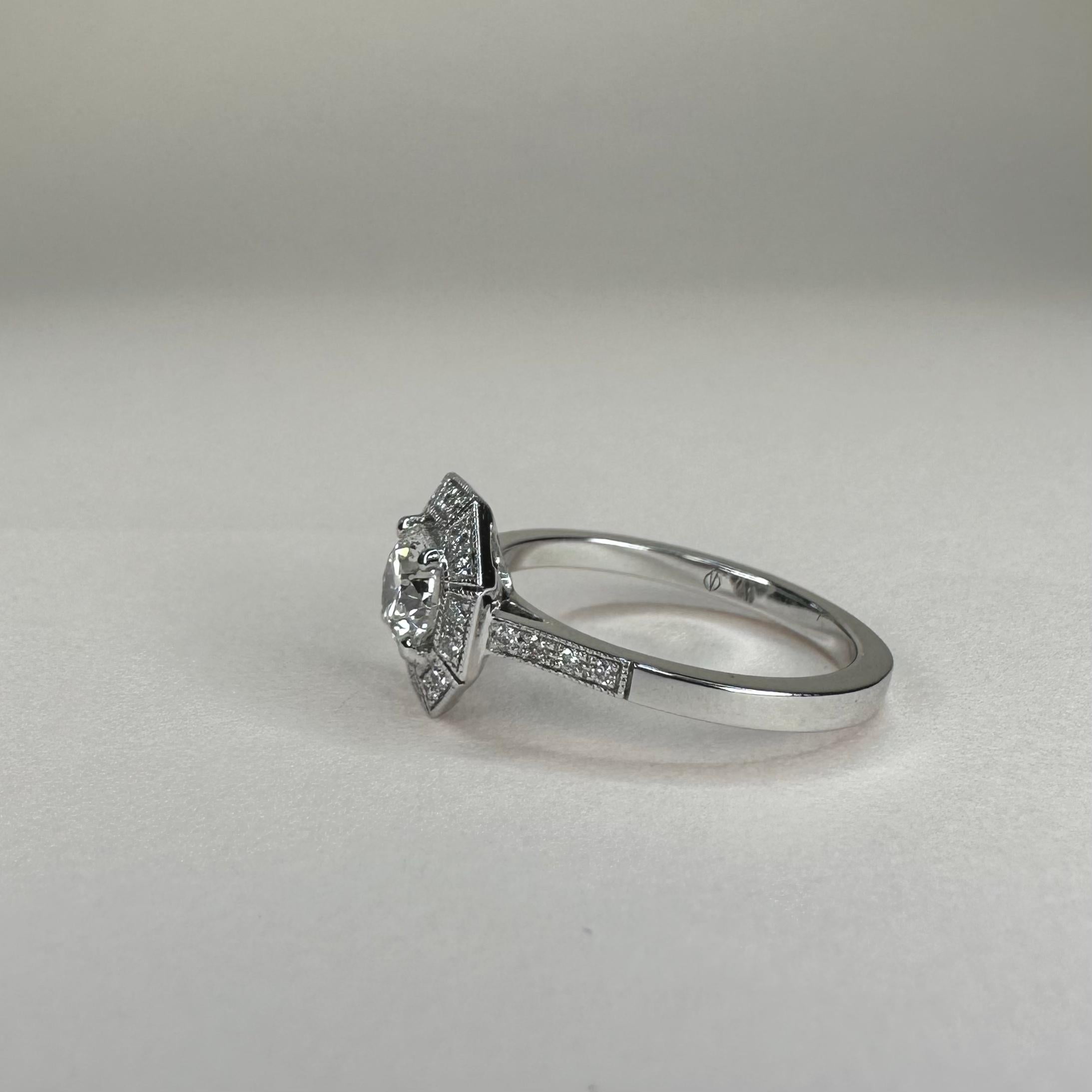 En vente :  Bague en or blanc 18 carats de style Art déco sertie d'un diamant de 0,72 carat et de 0,20 carat 6