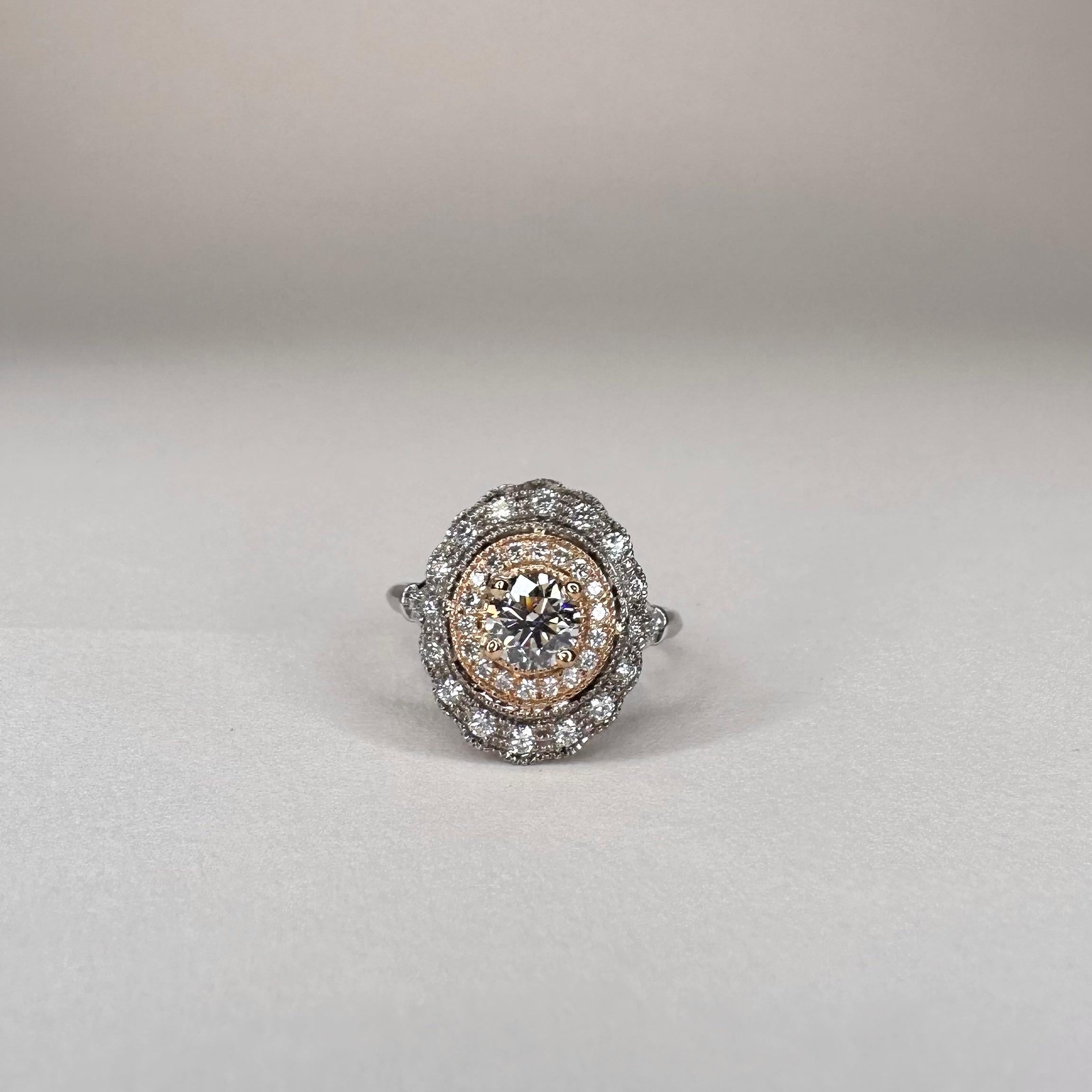 For Sale:  18k White Gold and Rose Gold 0.50 Ct Diamond Ring set with 0.30 Cts Diamonds 2