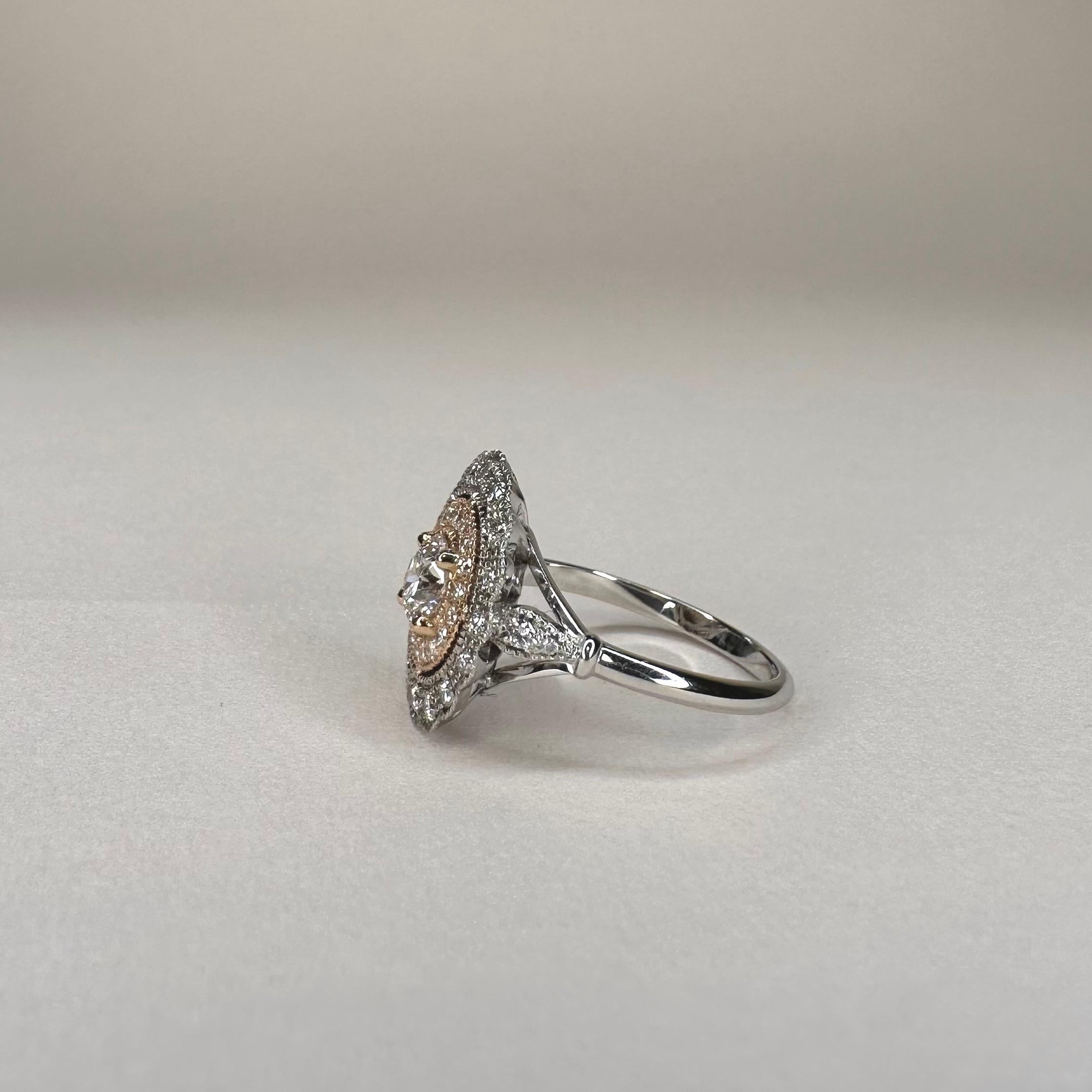 For Sale:  18k White Gold and Rose Gold 0.50 Ct Diamond Ring set with 0.30 Cts Diamonds 4