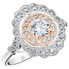 18k White Gold and Rose Gold 0.50 Ct Diamond Ring set with 0.30 Cts Diamonds