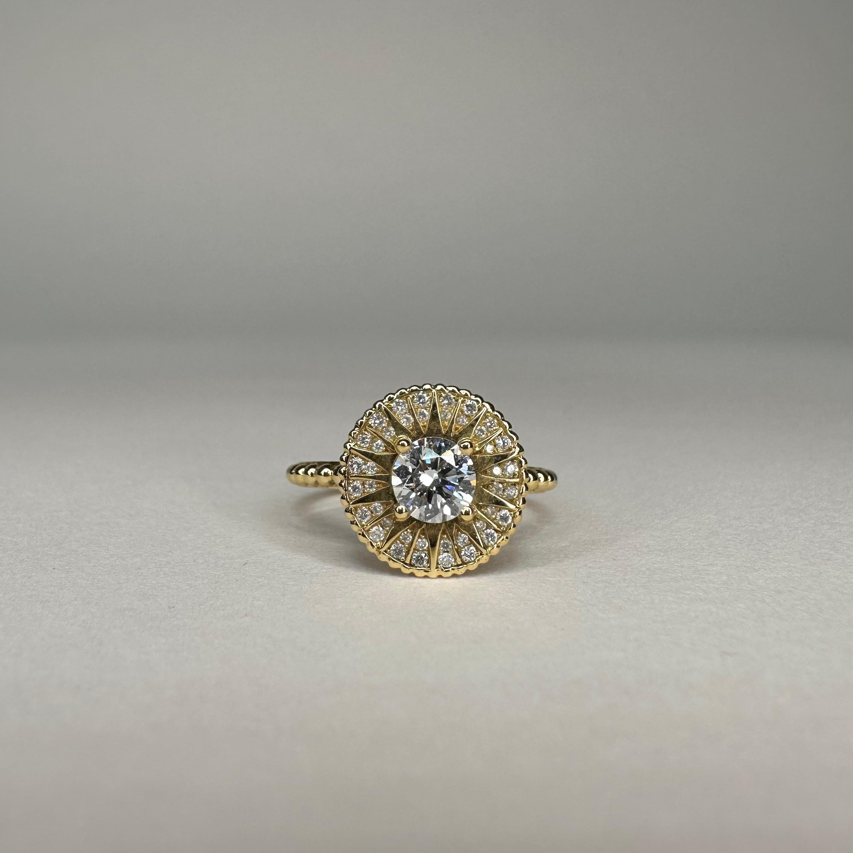 For Sale:  18k Yellow Gold Roi Soleil 0.50 Ct Diamond Ring set with 0.16 Cts of Diamonds 3