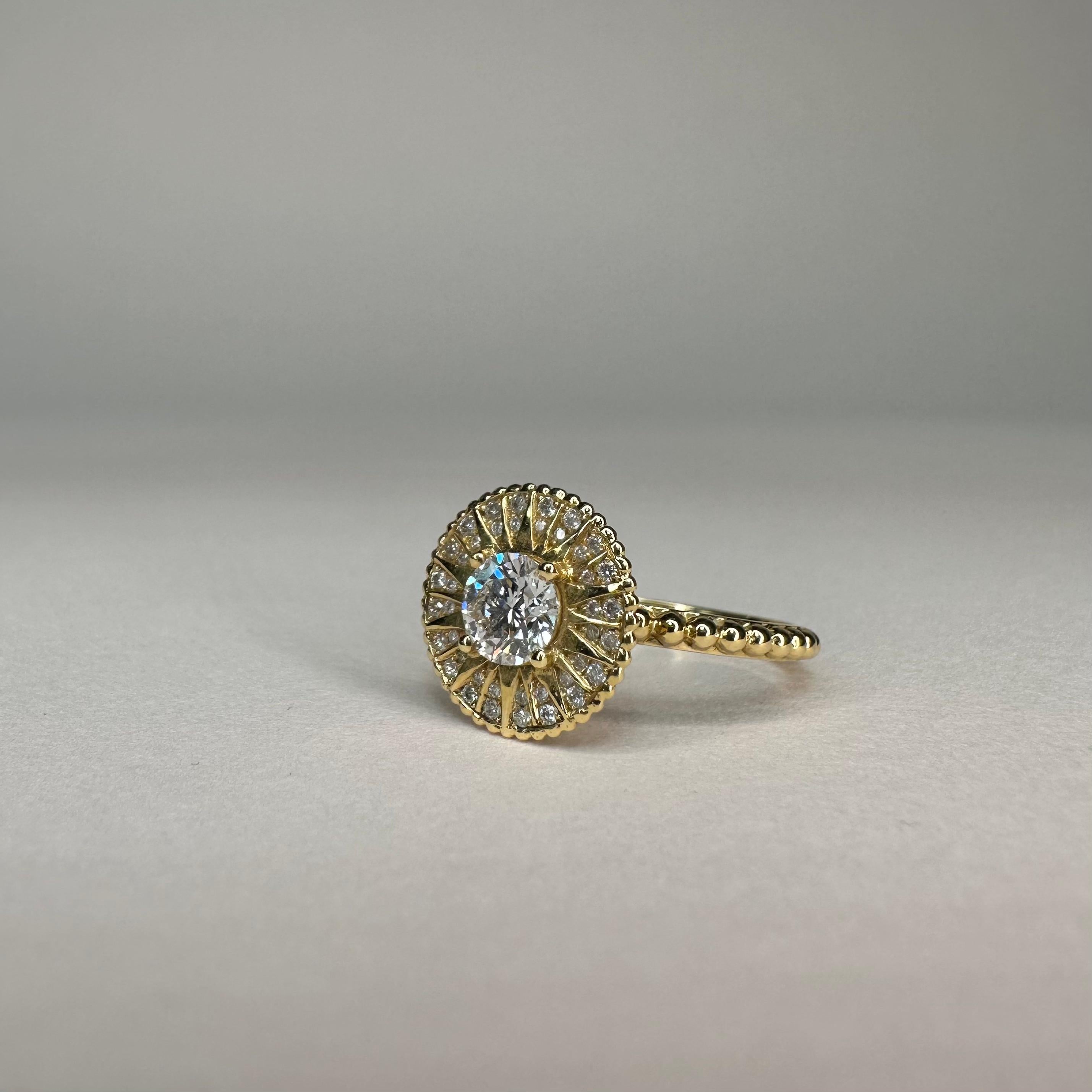 For Sale:  18k Yellow Gold Roi Soleil 0.50 Ct Diamond Ring set with 0.16 Cts of Diamonds 4