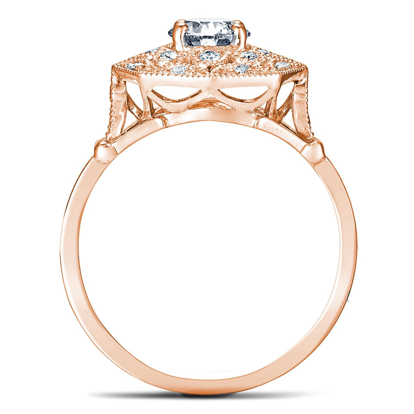 For Sale:  18k Rose Gold 0.40 Ct GIA Certified Diamond Ring set with 0.16 Cts of Diamonds 2